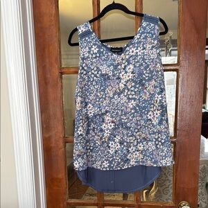Asymmetrical Blue and White Floral Tank Top by Fortune +Ivy NWOT